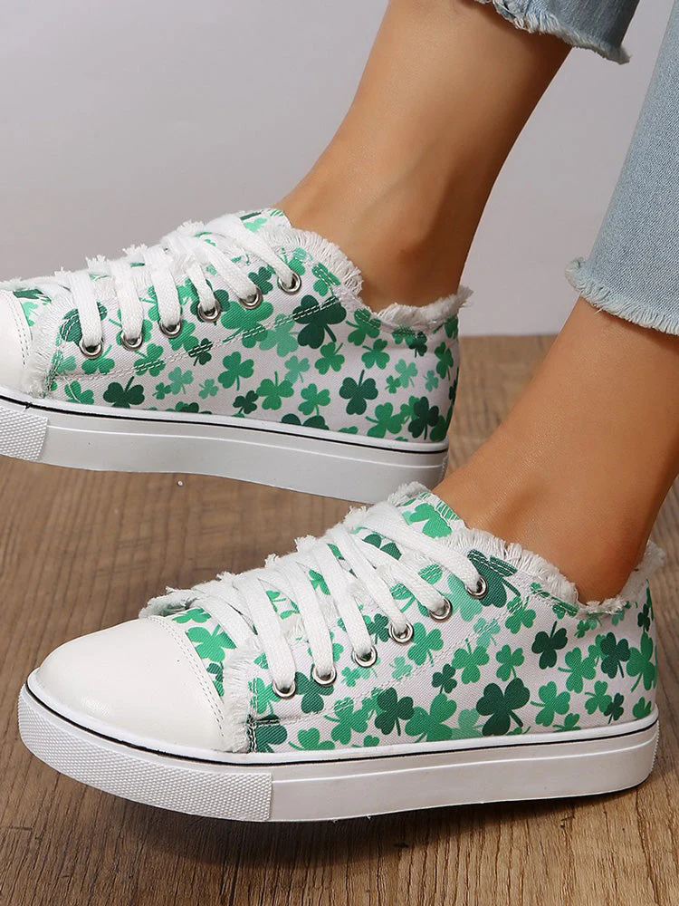 Fringe Lace Up Canvas Sneakers - Image 10