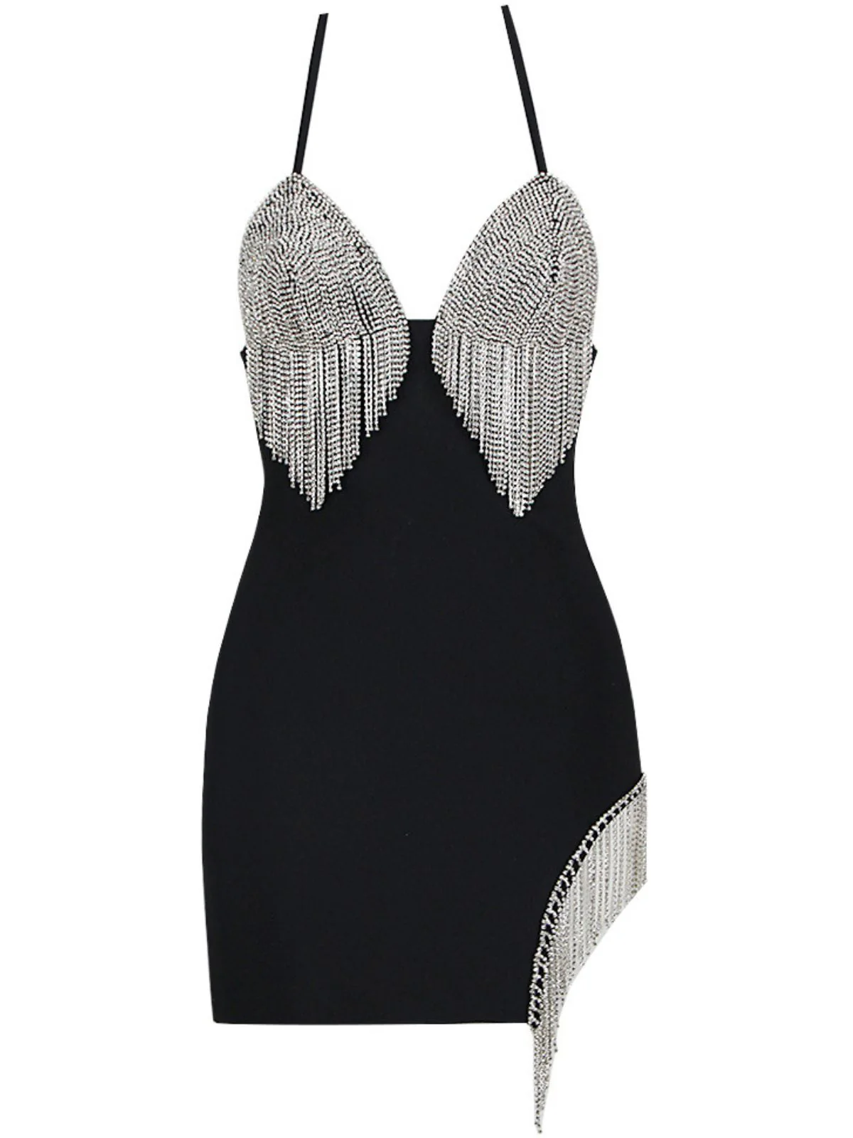 Gabrielle Halterneck Crystal Fringe Bandage Dress - Image 6