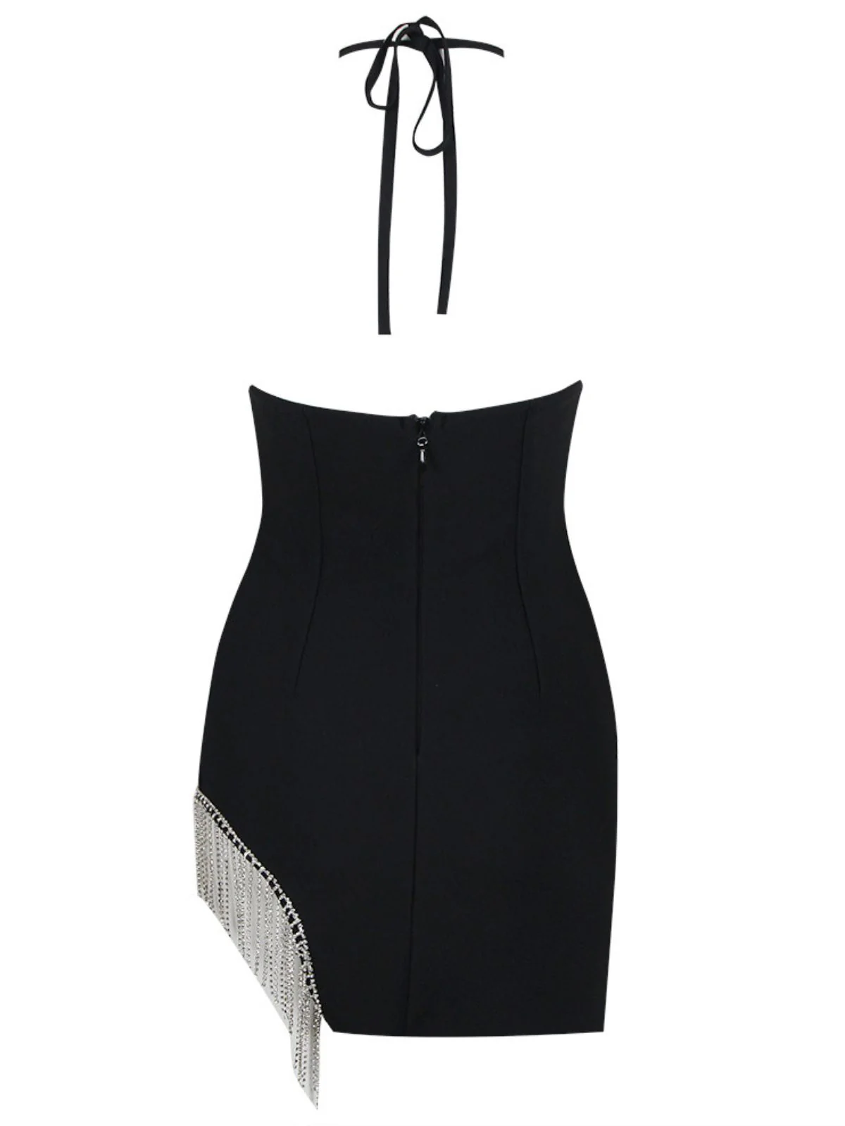 Gabrielle Halterneck Crystal Fringe Bandage Dress - Image 7