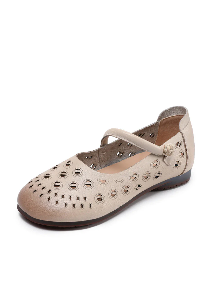 Genuine Shoes Hollow Out Heel Low Leather - Image 11