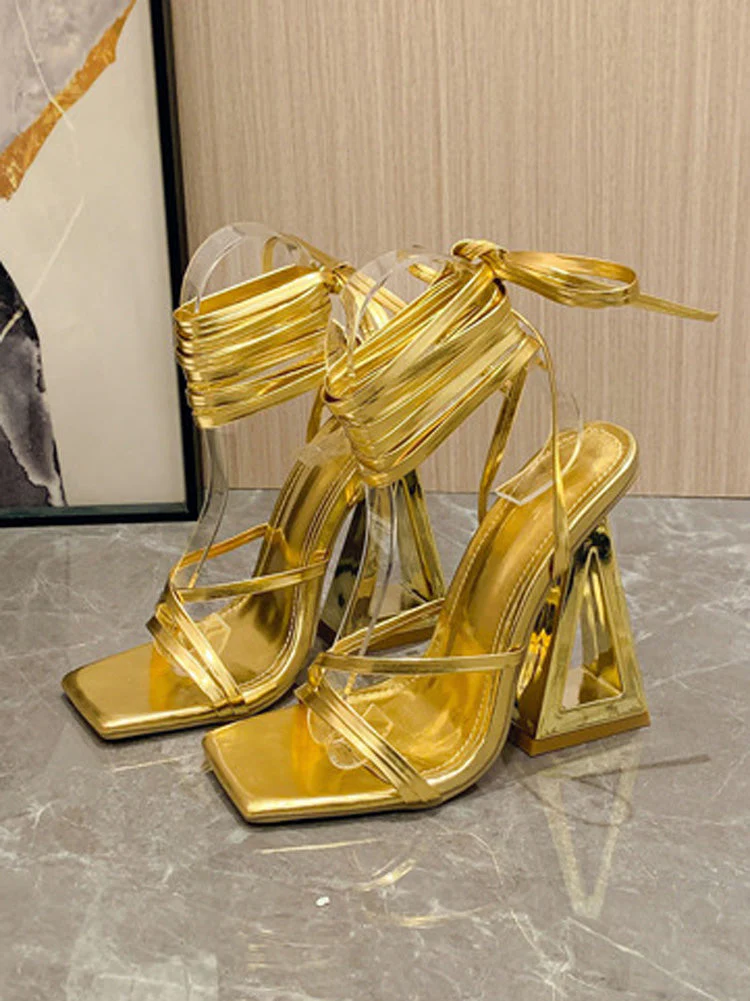 Geo Heel Square Toe Sandals - Image 4