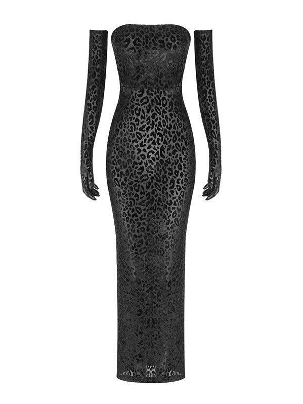 Gianna Leopard Print Bodycon Maxi Dress With Gloves - Image 7