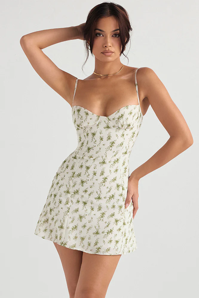 Glamorous Solid Sweetheart Summer Chiffon Mini Sundress - Green - Image 5