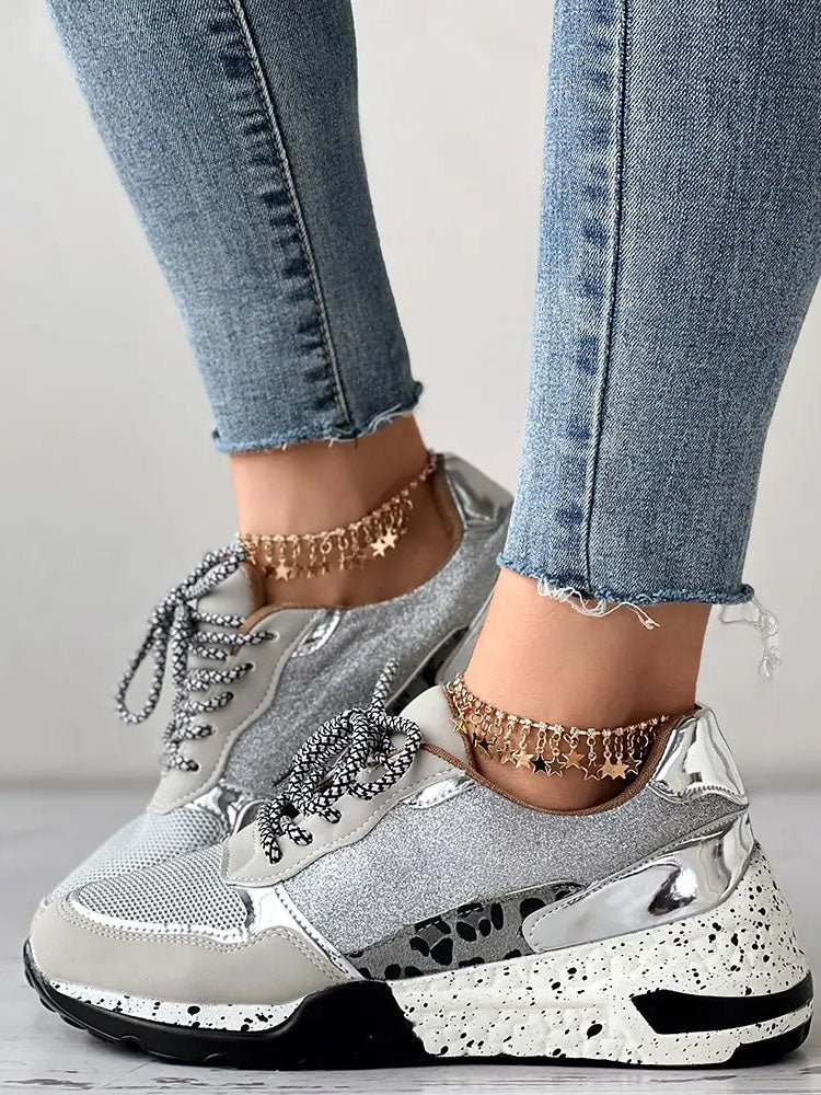 Glitter Leopard Print Casual Sneakers - Image 10