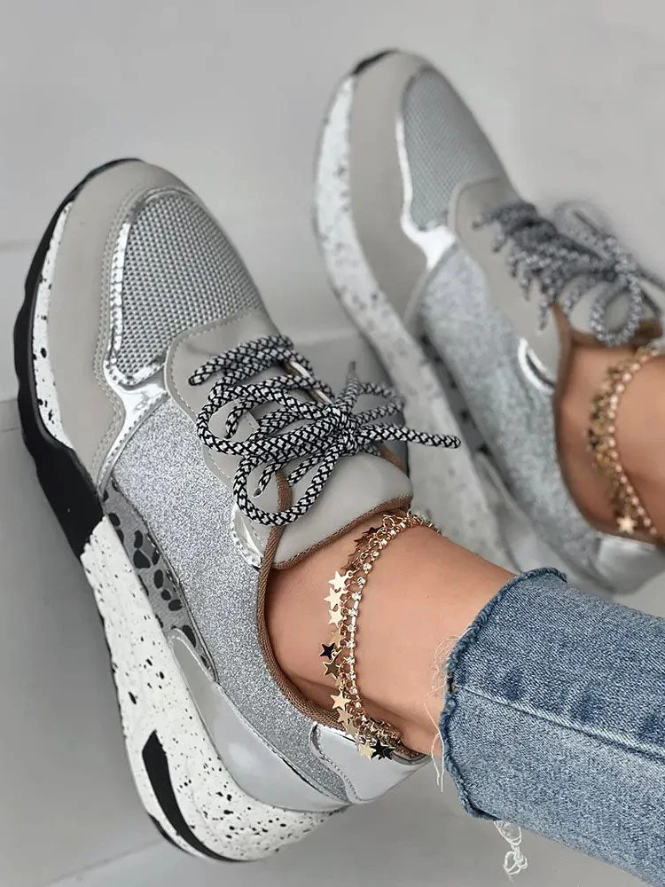 Glitter Leopard Print Casual Sneakers - Image 11