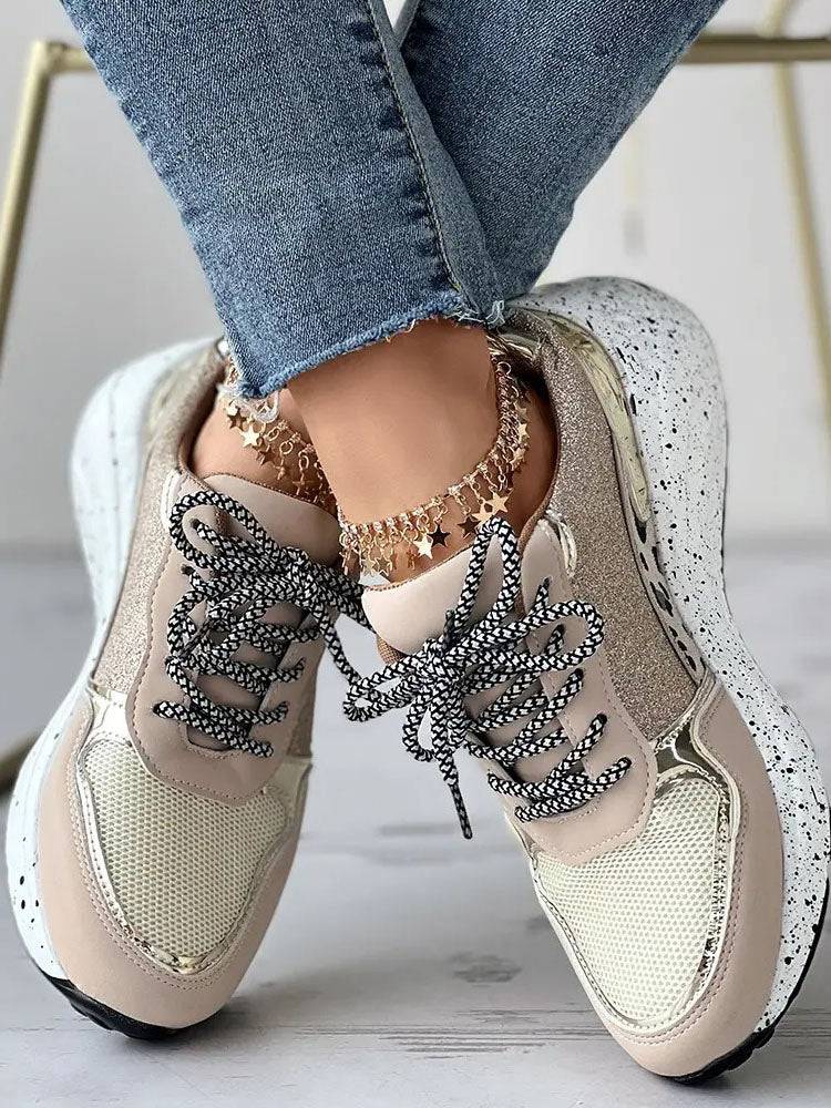 Glitter Leopard Print Casual Sneakers - Image 5