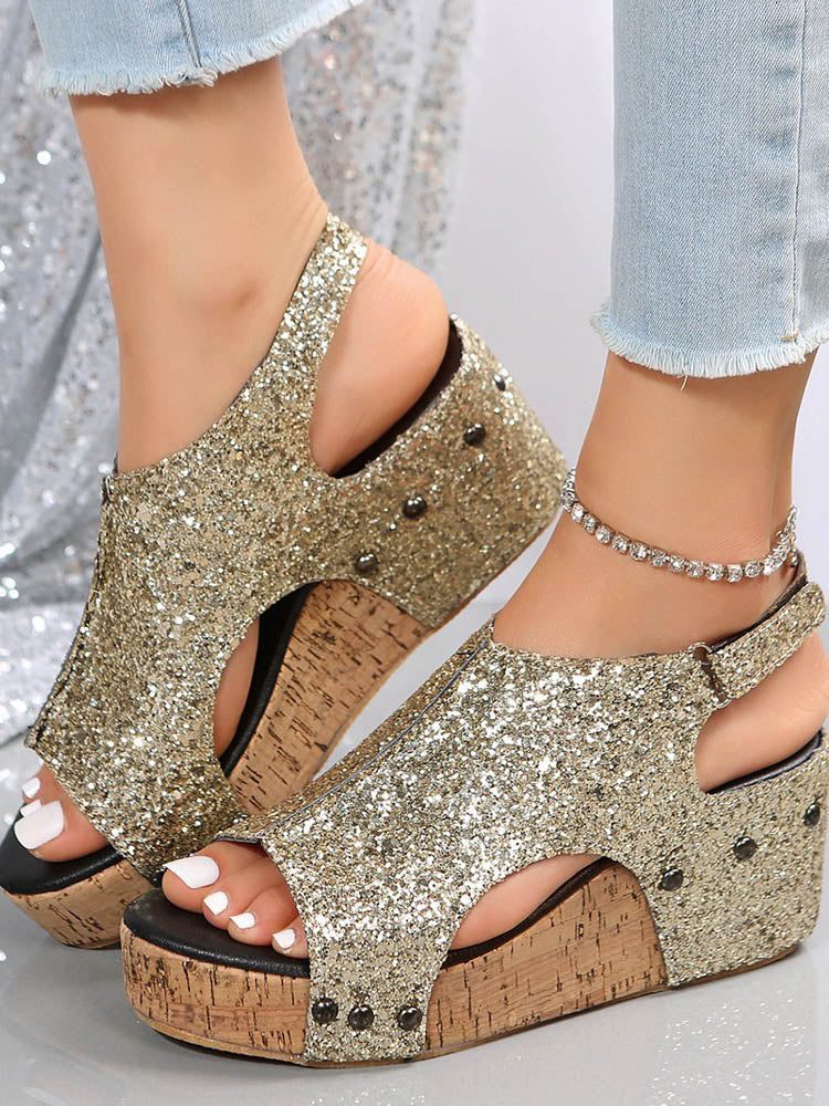 Glitter Wedges Sandals - Image 4