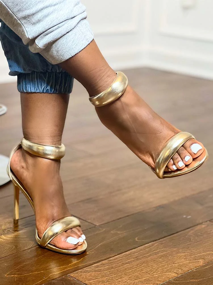 Gold Ankle Strap Sandals - Image 3