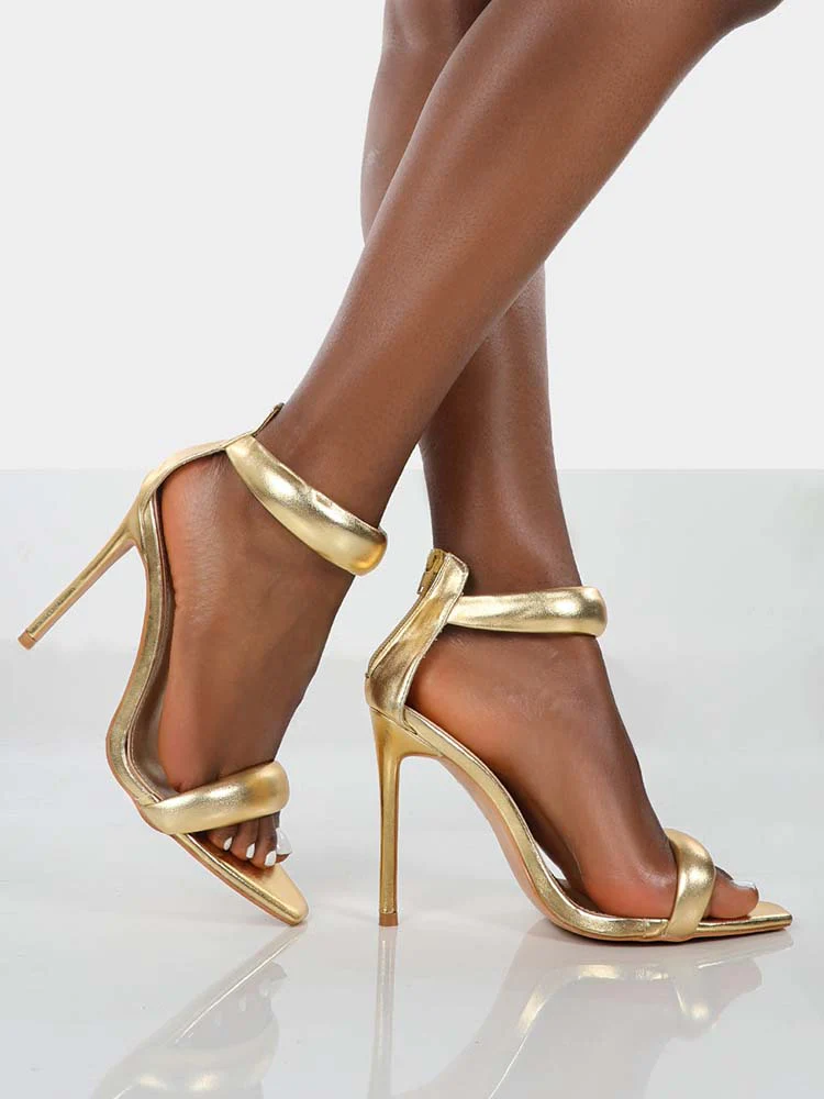 Gold Ankle Strap Sandals - Image 5