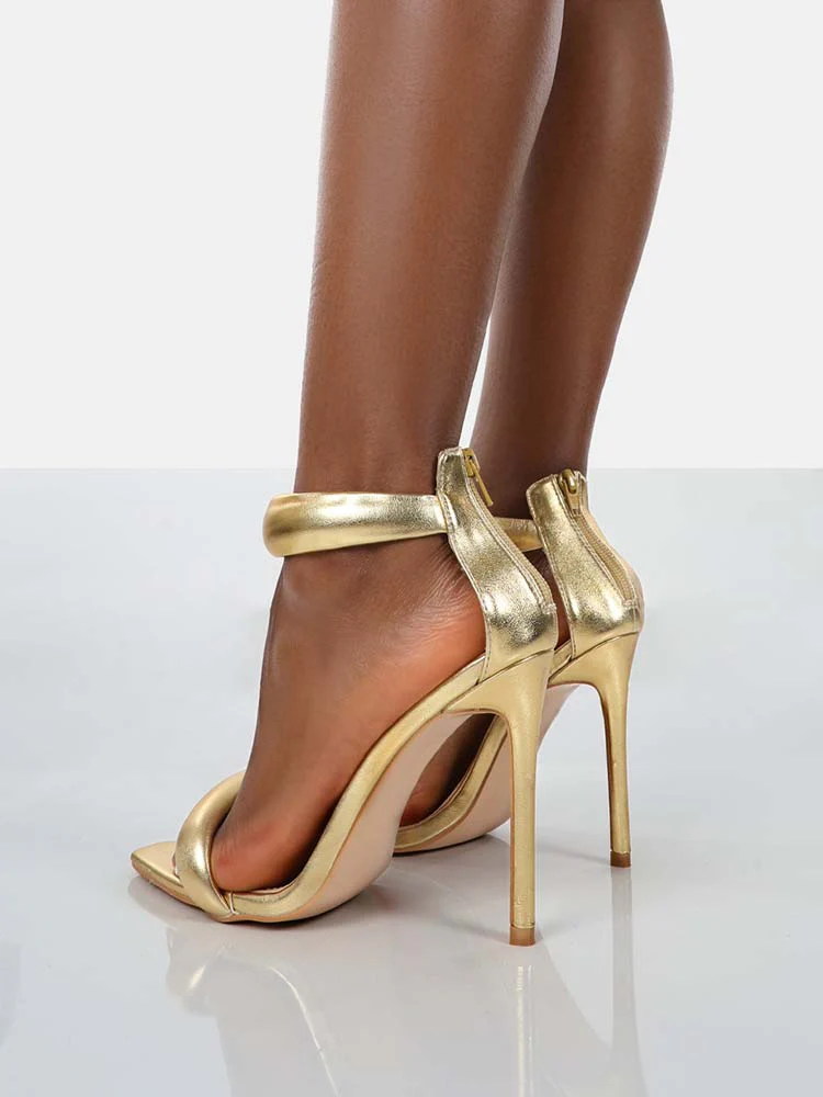 Gold Ankle Strap Sandals - Image 6