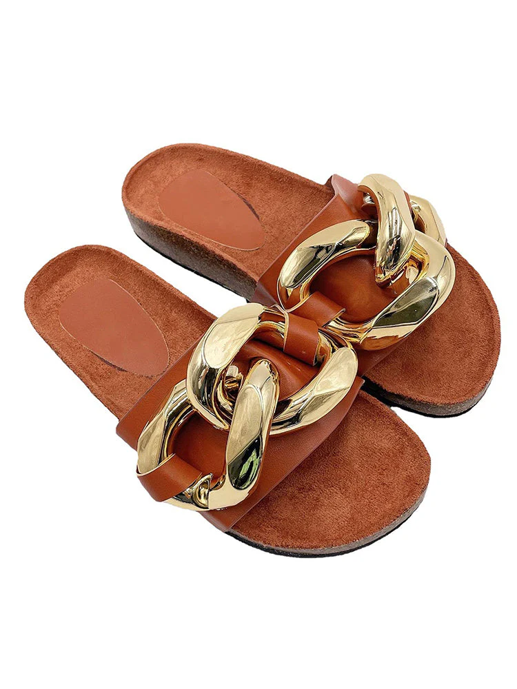 Gold Chain Flat Heel Slipper - Image 4