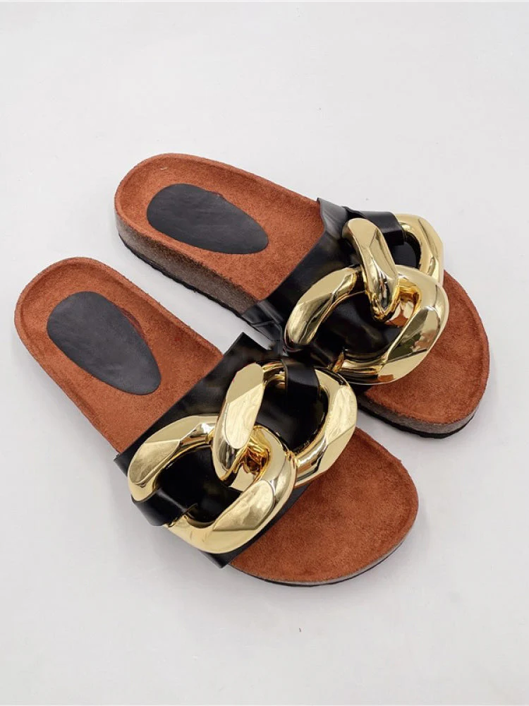 Gold Chain Flat Heel Slipper - Image 9