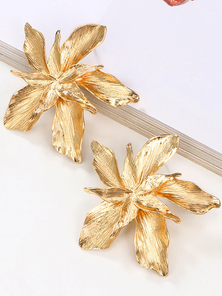 Gold Flower Drop Dangle Earring - Image 7