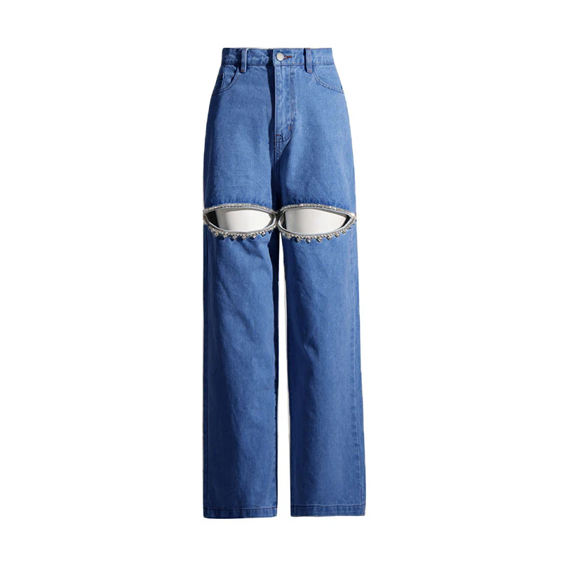 Gorgeous You Embellished Cutout High-Rise Jeans - Dark Blue