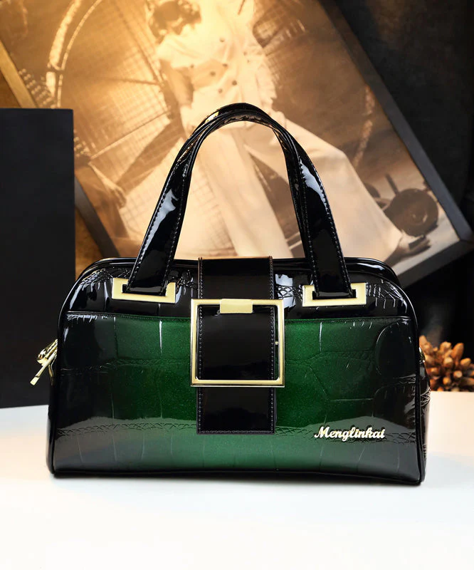 Gradient Color Solid Durable Faux Leather Tote Handbag - Image 2