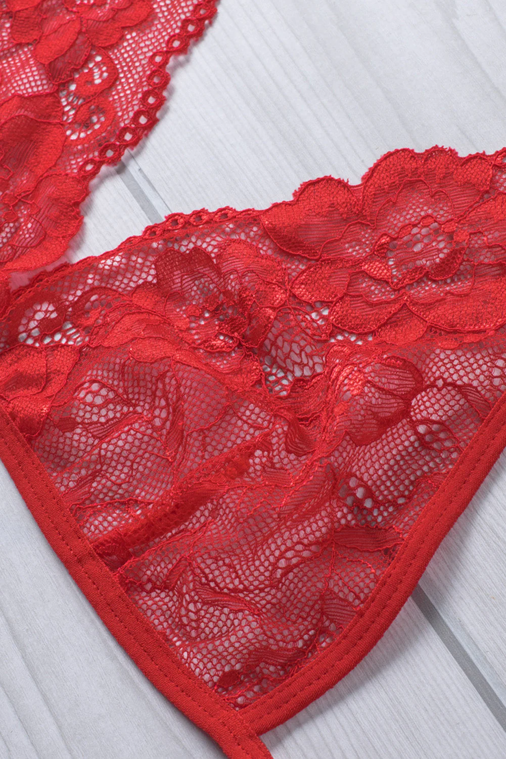 Halter Backless Crochet Lace 3Pcs Lingerie Set - Image 34
