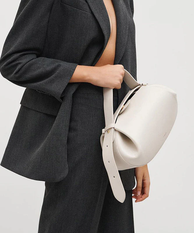 Handmade White Faux Leather Tote Messenger Bag - Image 4