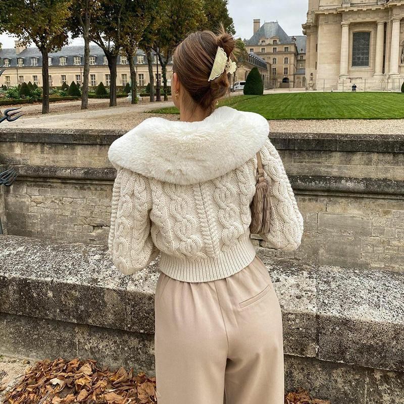 Hannie Faux Fur Knitted Cardigan - Image 6