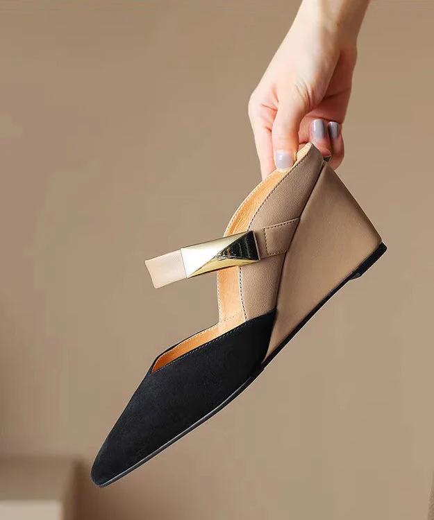 Heels Sandals Apricot Wedge Pointed Slide Rivet - Image 5