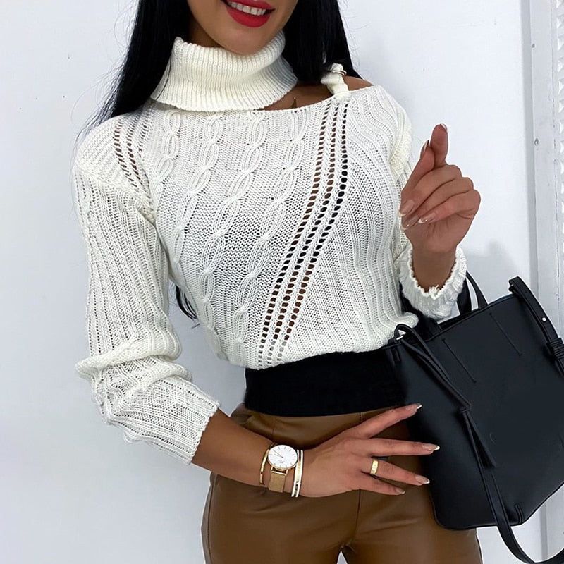 Helena Roll Neck One Shoulder Sweater - Image 2