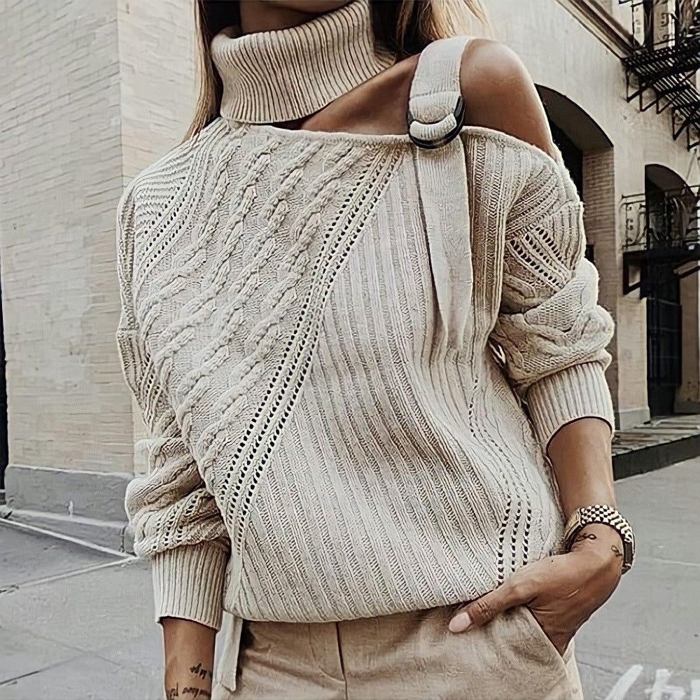 Helena Roll Neck One Shoulder Sweater - Image 4