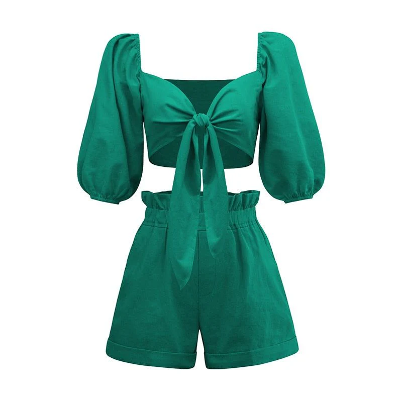 Her Own Muse Front Tie Cotton Two-Piece Set - Image 13