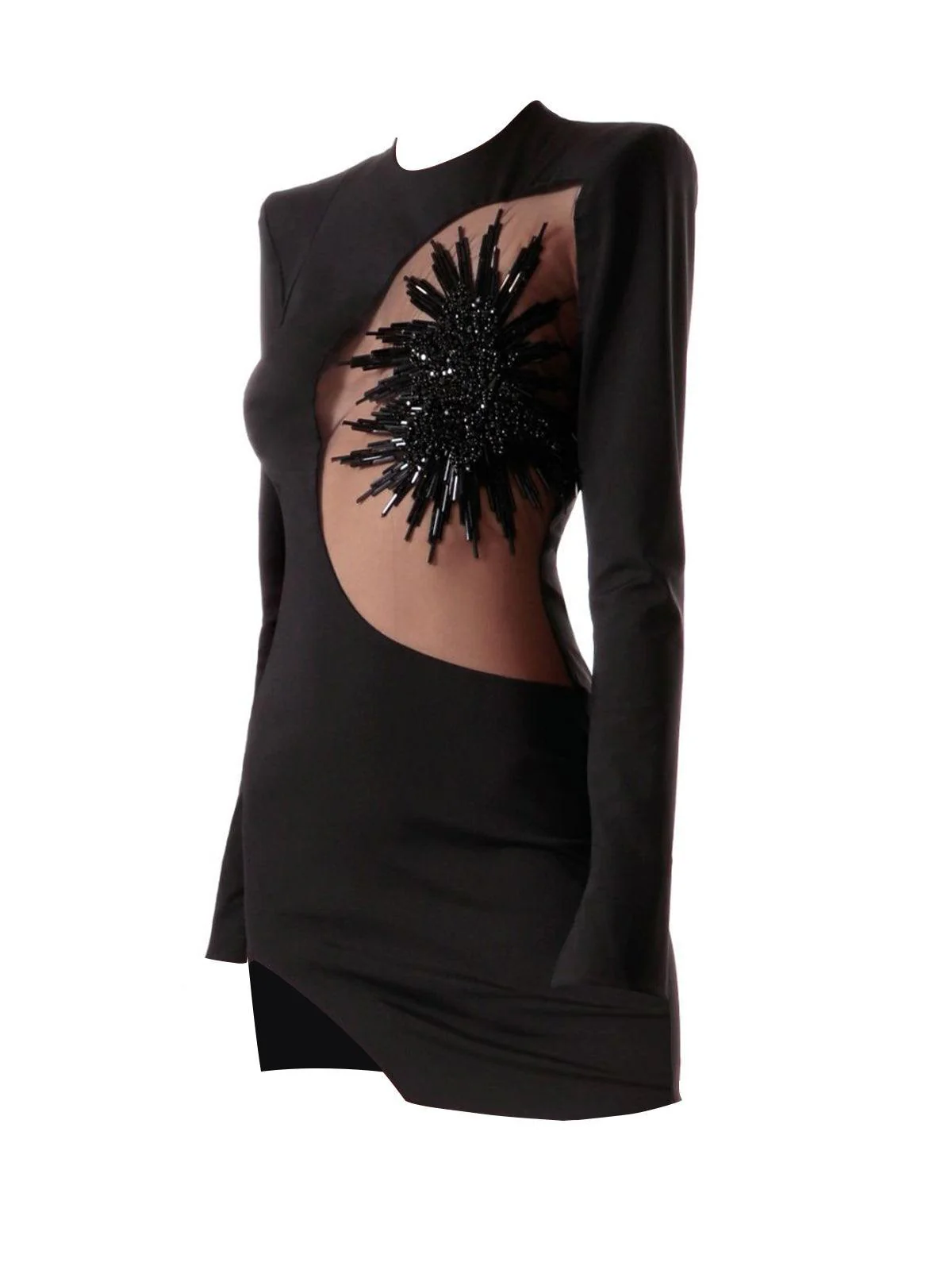 Hera Long Sleeve Embellished Bandage Dress In Black - Image 7