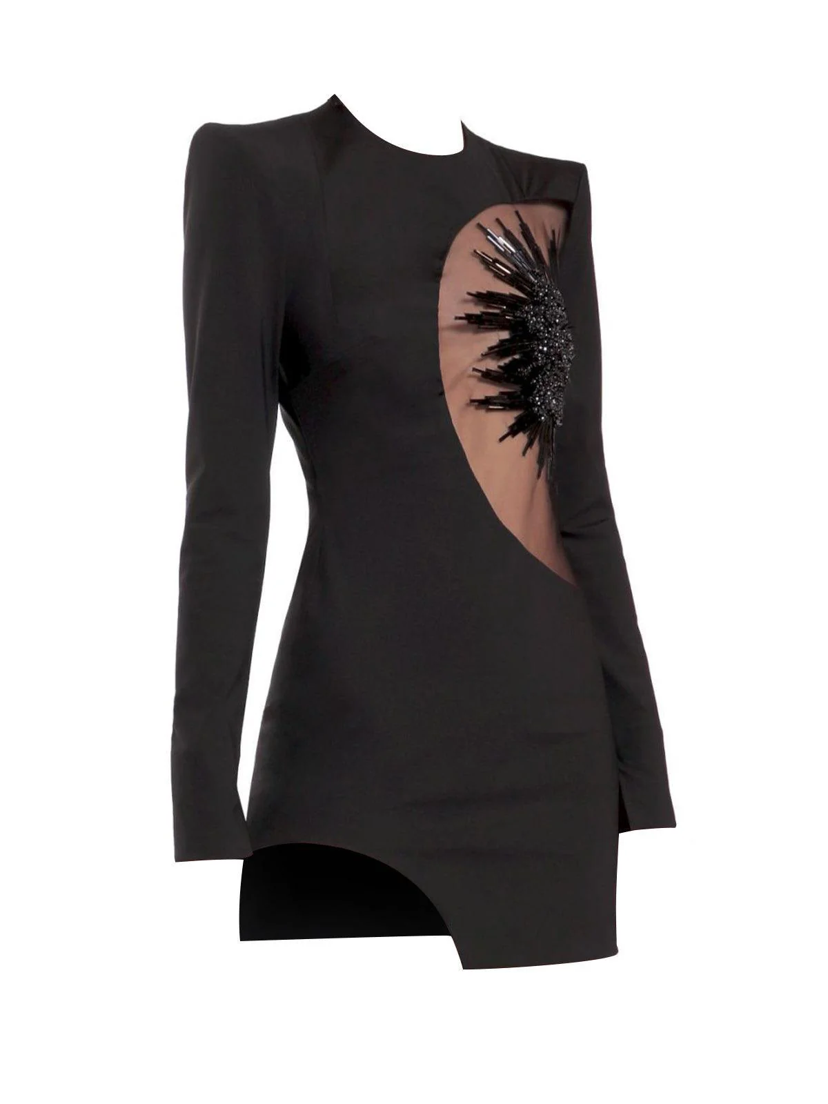 Hera Long Sleeve Embellished Bandage Dress In Black - Image 8