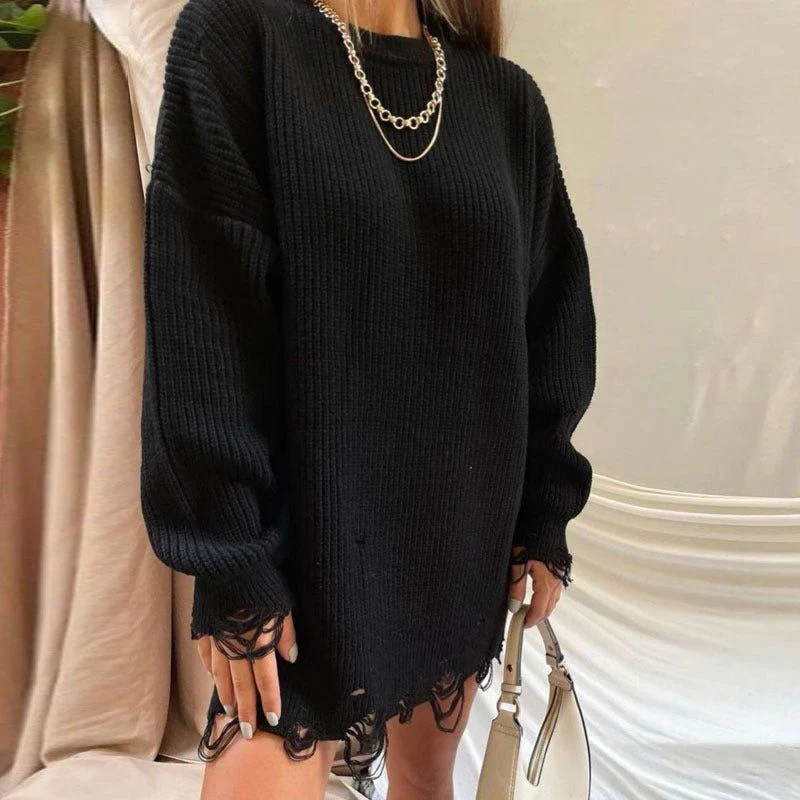Hey Now Broken Solid Color Loose Sweater - Image 10