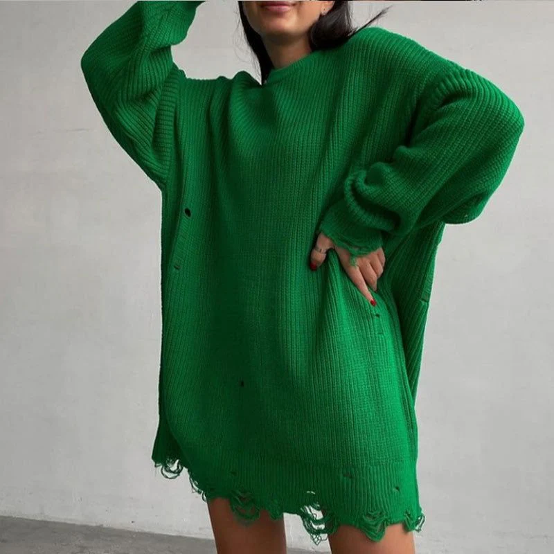 Hey Now Broken Solid Color Loose Sweater - Image 2