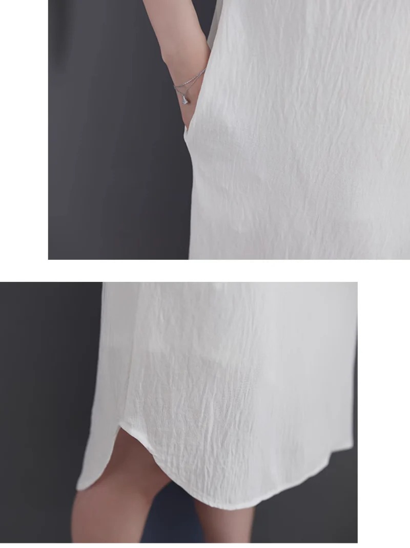 High Quality Solid Color Shirt Dress - Image 5