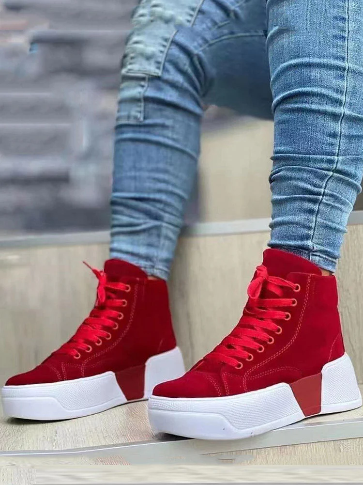 High Top Lace-Up Suede Sneakers - Image 4