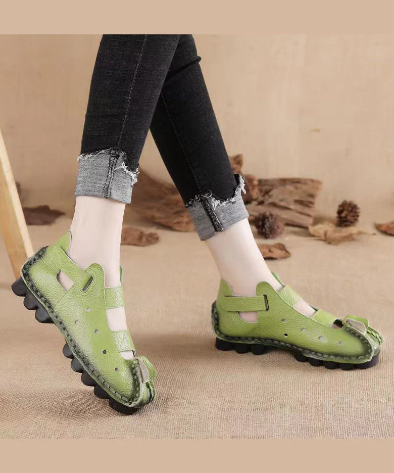 Hollow Flat Sandals Comfortable Yellow Out Splicing - Image 4