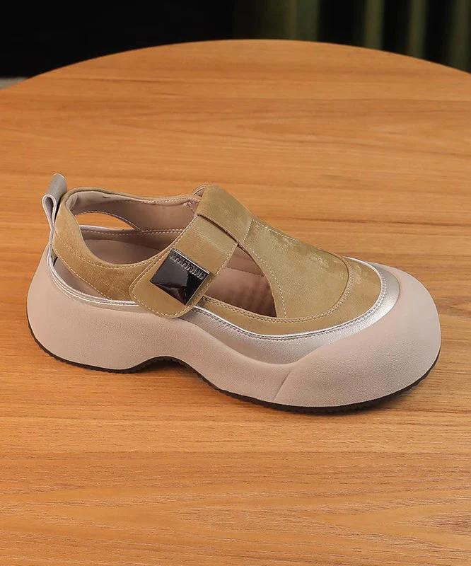 Hollow Out Platform Apricot Breathable Sandals - Image 2
