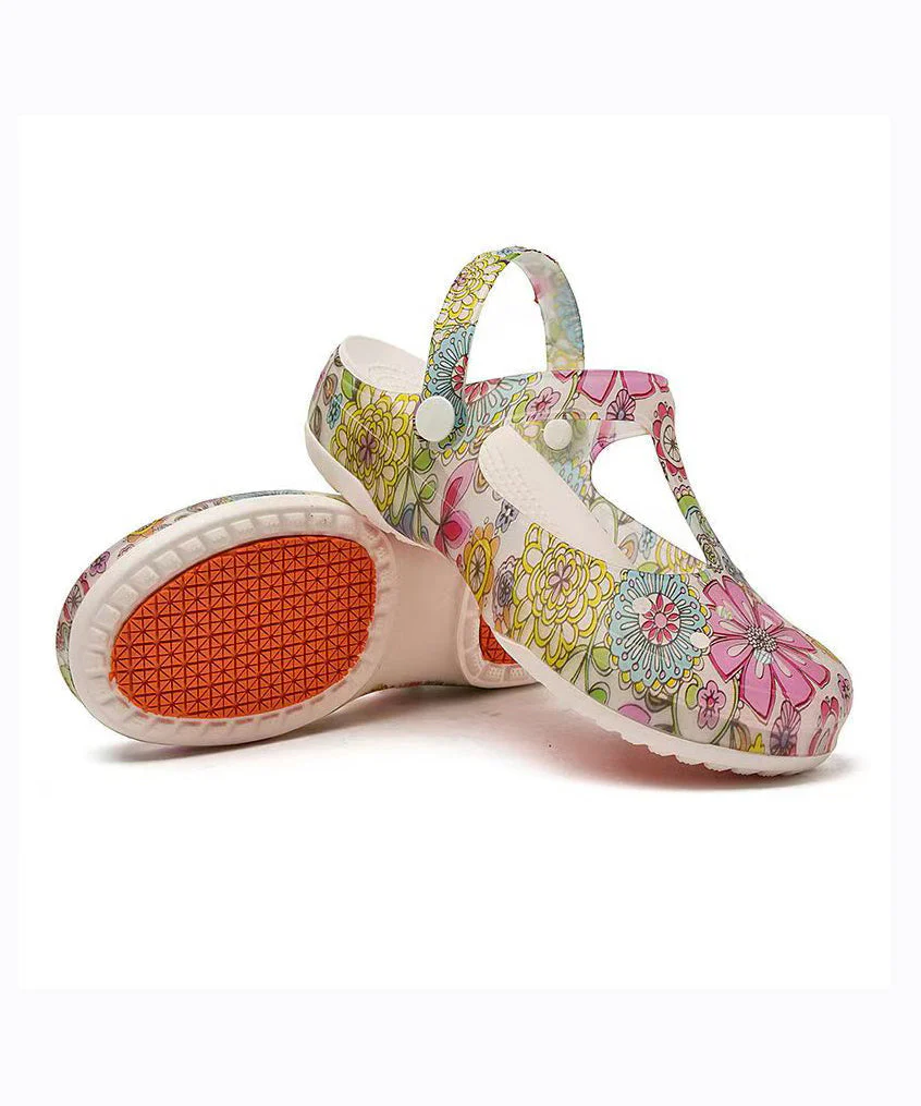 Hollow Out Print Wedge Beach Slide Sandals - Image 5