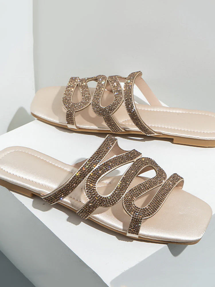 Hollow Out Rhinestones Flat Slides - Image 17