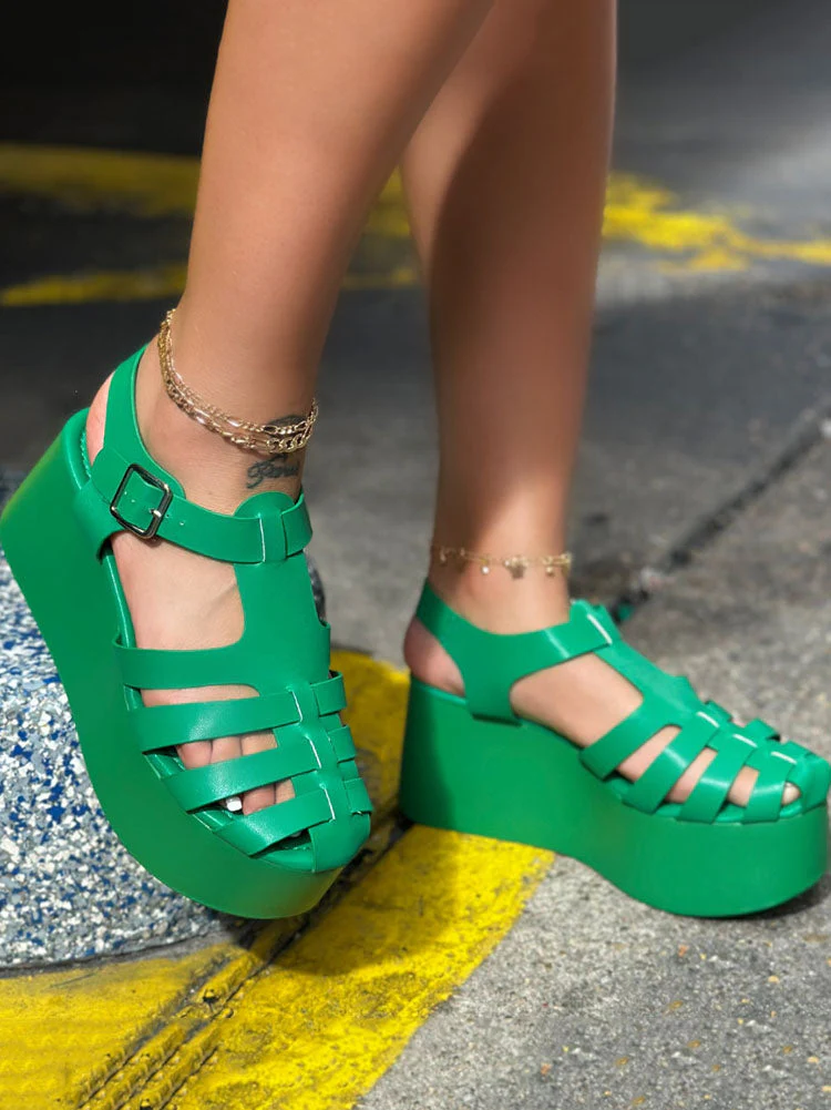 Hollow Out Wedge Sandals - Image 2