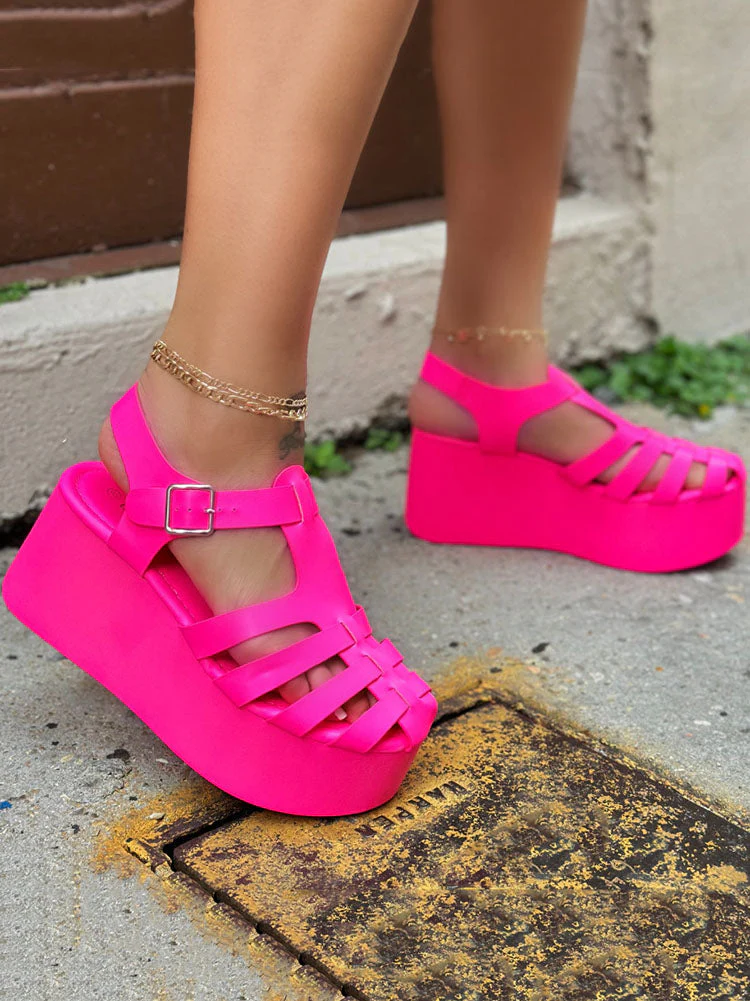 Hollow Out Wedge Sandals - Image 4