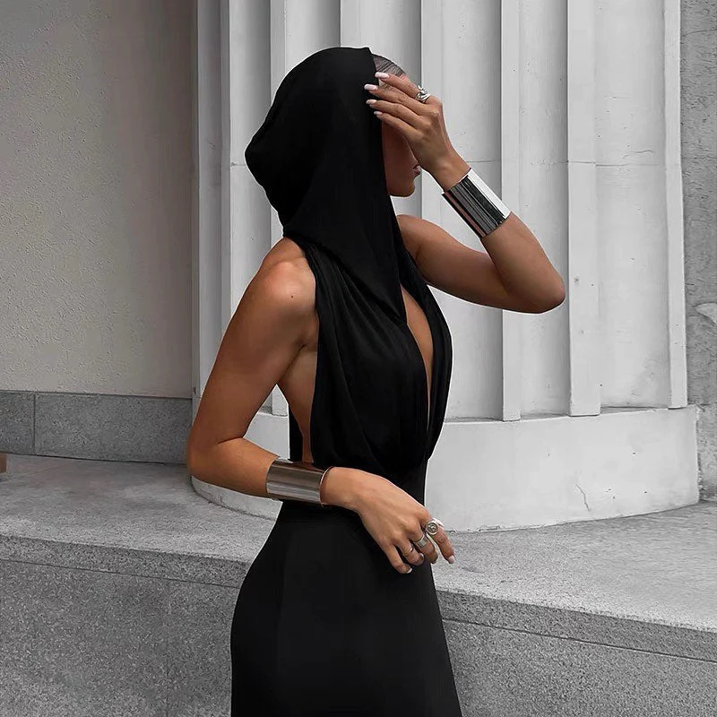 Idealistic Hood Backless Maxi Dress - Image 3