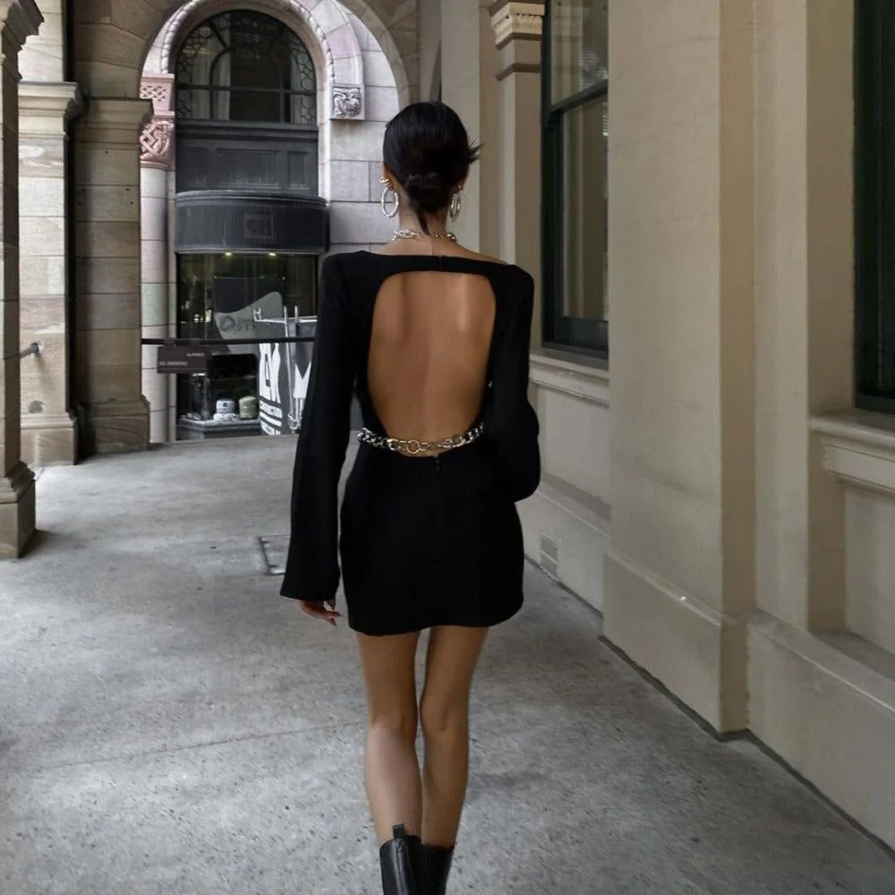 Il Palazzo Chain Long Sleeve Mini Dress - Image 5