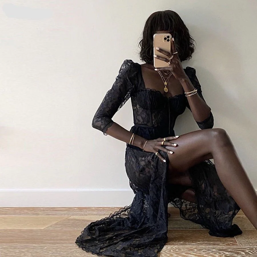 In Her Prime Lace High Slit Maxi Dress - Image 7