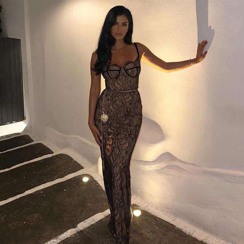 In My Glamour Lace Chain Belt Maxi Dress - Image 5