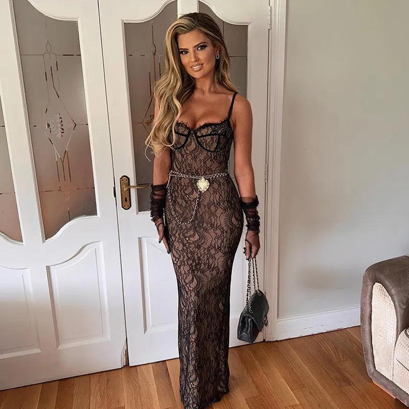 In My Glamour Lace Chain Belt Maxi Dress - Image 7