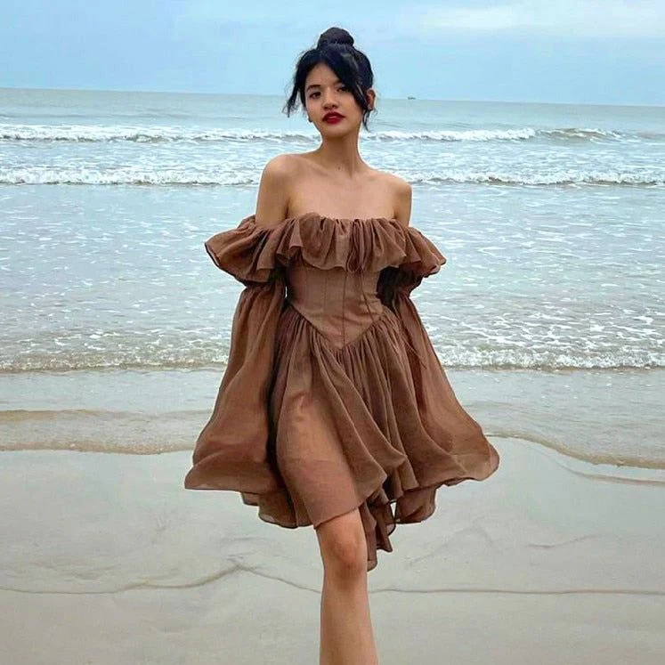 In Secret Vintage Ruffled Off Shoulder Midi Dress - Image 3