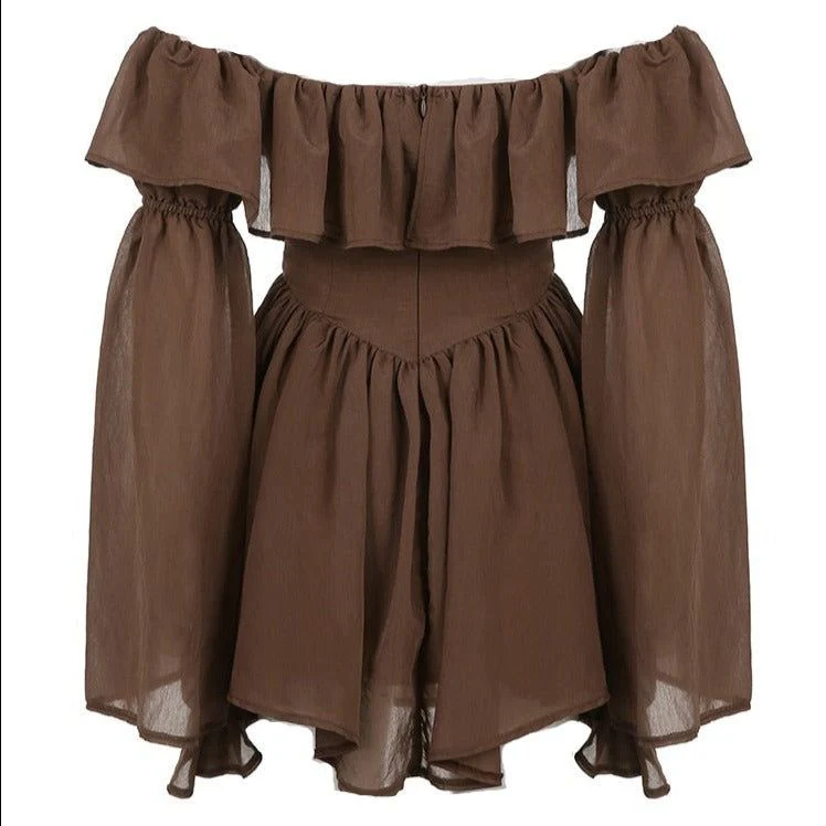In Secret Vintage Ruffled Off Shoulder Midi Dress - Image 5