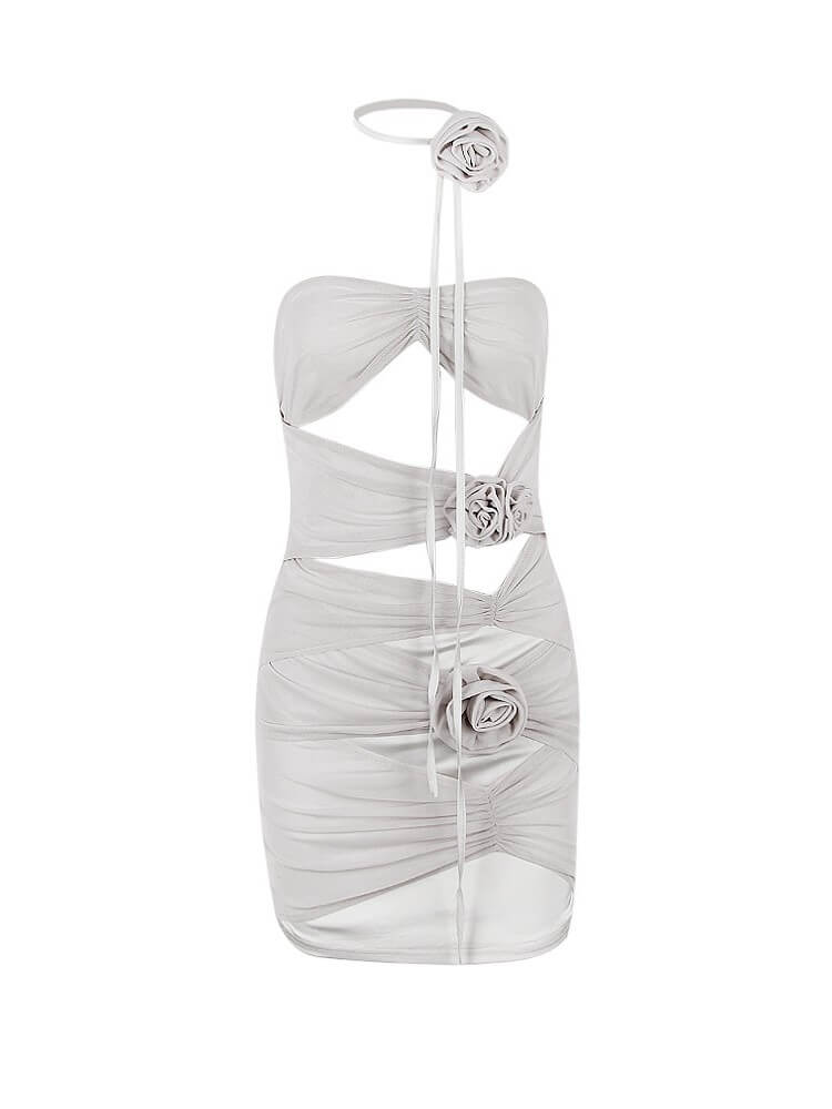 Inara Strapless Mesh Cutout Mini Dress In Grey - Image 6