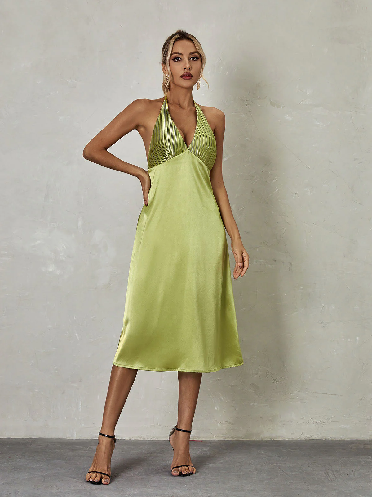 Ishbel Halterneck Satin Midi Dress - Image 2