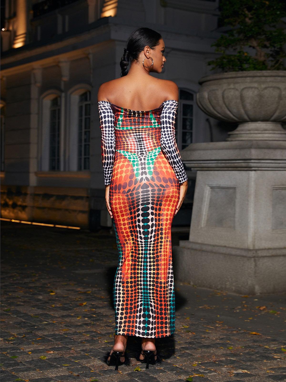 Ishi Off Shoulder Maxi Dress In Multi - Image 5