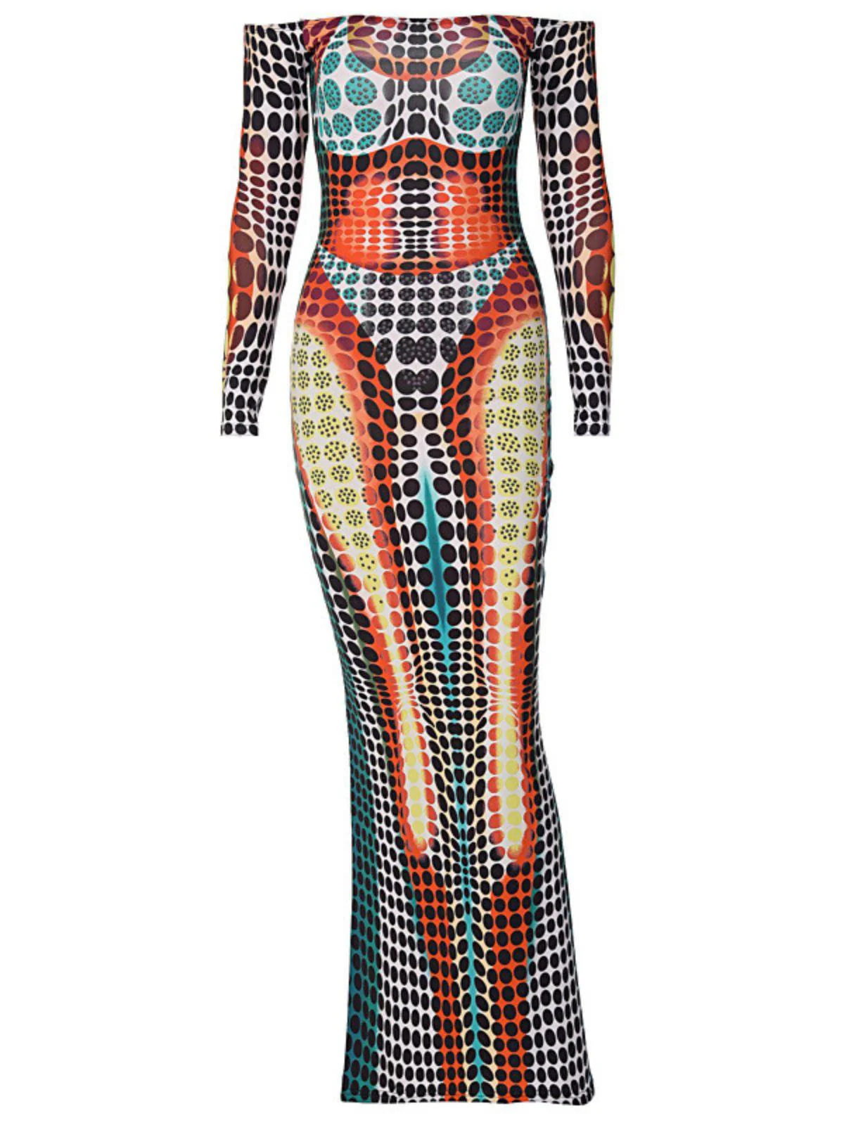 Ishi Off Shoulder Maxi Dress In Multi - Image 6