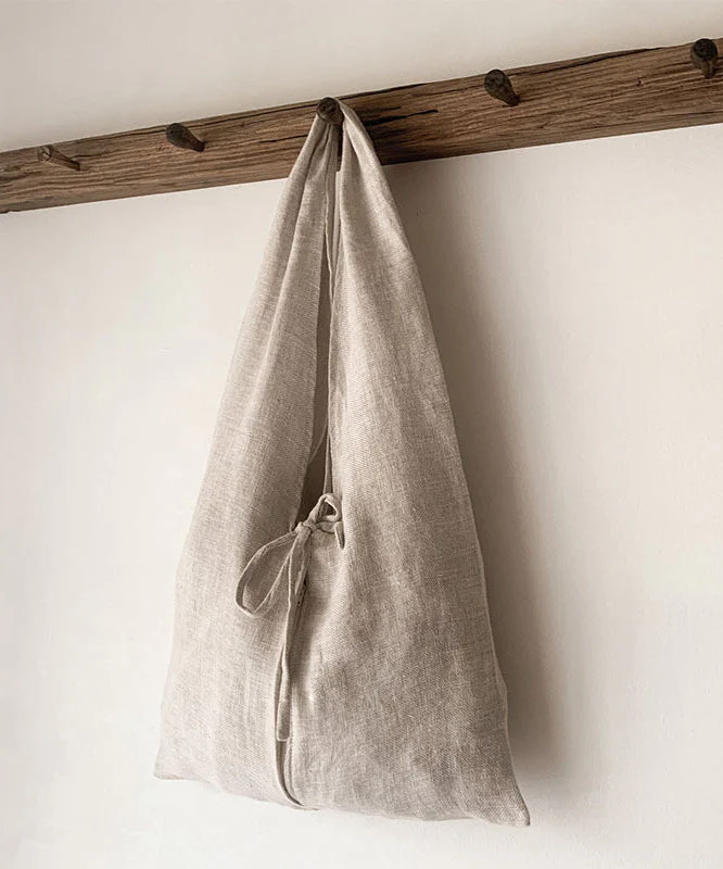Japanese Linen Large Capacity Lace Up Shoulder Bag - Image 2